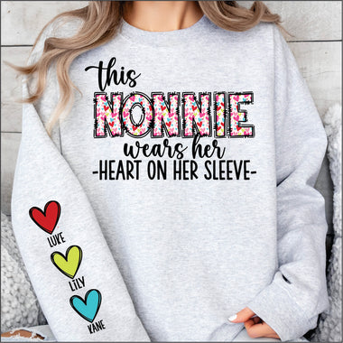 Custom This Nonnie Wears her Heart on her Sleeve DTF Transfer