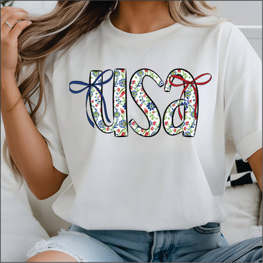 USA Pattern w Bow DTF Transfer