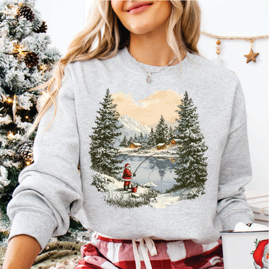 Vintage Fishing Santa