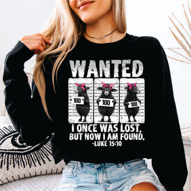 Wanted Sheep I Once was Lost white print