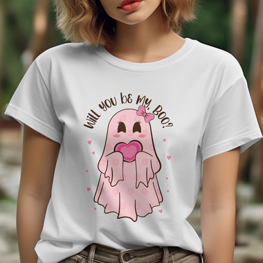 Will You Be My Boo Ghost Valentine DTF Transfer