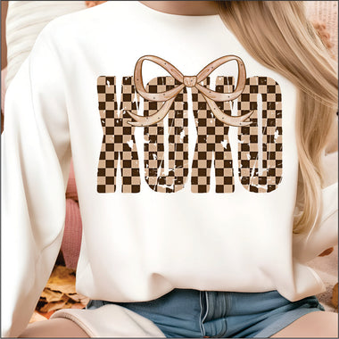 XOXO check w Bow DTF Transfer