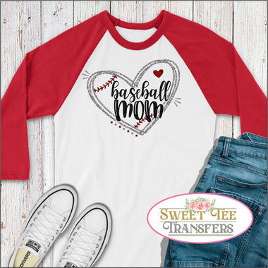 Baseball Mom Glitter Digital Heat Transfer