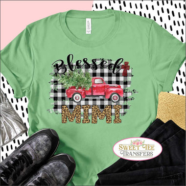Blessed Mimi with Red Truck DTF Heat Transfer
