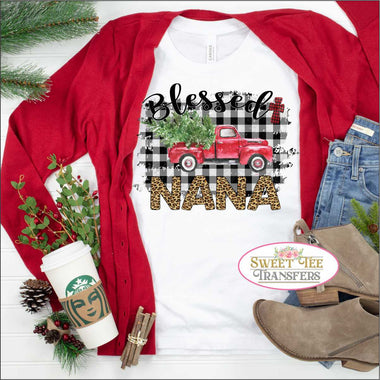 Blessed NANA with Red Truck DTF Heat Transfer