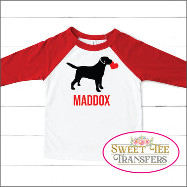 Personalized Black Dog Valentine Digital Heat Transfer