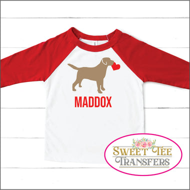 Personalized Brown Dog Valentine Digital Heat Transfer