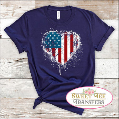 Patriotic Heart Full Color Digital Heat Transfer