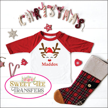 Personalized Boy Reindeer Digital Heat Transfer