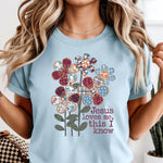 Jesus Loves Me patchwork flowers DTF Transfer