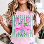 Preppy Lobster with Bow Green Stripes DTF Transfer
