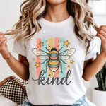 Bee Kind with bee and stripes DTF Transfer