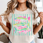 Preppy Pastel Fish w/ Green Stripes DTF Transfer