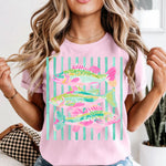 Preppy Pastel Fish w/ Green Stripes DTF Transfer