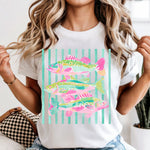 Preppy Pastel Fish w/ Green Stripes DTF Transfer