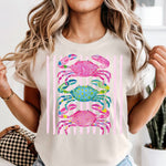 Preppy Crabs with pink stripes DTF Transfer