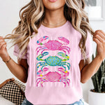 Preppy Crabs with pink stripes DTF Transfer