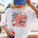 Gingham America with Bow  DTF Transfer