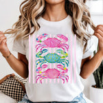 Preppy Crabs with pink stripes DTF Transfer