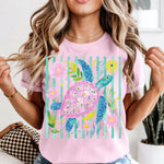 Preppy Turtle with Green Stripes DTF Transfer