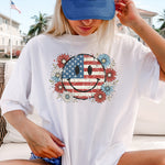 Smiley Face Flag with Flowers DTF Transfer