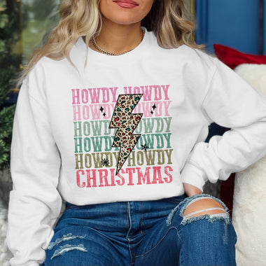 Howdy Christmas Lightning Bolt DTF Transfer