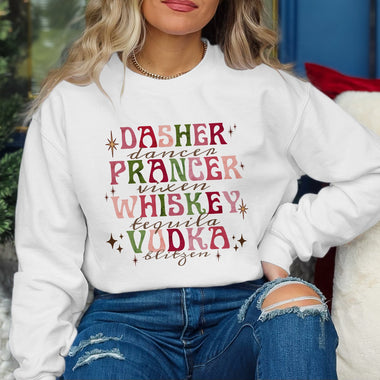 Dasher Prancer Whiskey Vodka DTF Transfer