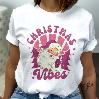 Christmas Vibes Pink DTF Transfer