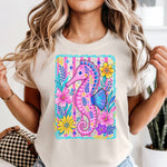 Preppy Bright Seahorse DTF Transfer
