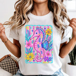 Preppy Bright Seahorse DTF Transfer
