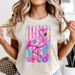 Preppy Bright Flamingo DTF Transfer