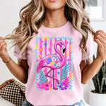 Preppy Bright Flamingo DTF Transfer