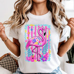 Preppy Bright Flamingo DTF Transfer