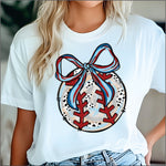 Baseball Glitter w Bow DTF Transfer