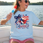 Boho Floral America with Blue Bow DTF Transfer