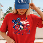 Boho Floral America with Blue Bow DTF Transfer