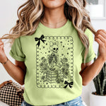 Skeleton Reading with Bow DTF Transfer