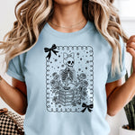 Skeleton Reading with Bow DTF Transfer