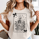 Skeleton Reading with Bow DTF Transfer