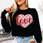 Faux Yarn Checkered Love Heart