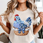 Patchwork Hen on a Nest DTF Transfer