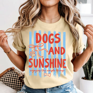 Preppy Dogs and Sunshine blue/red DTF Transfer