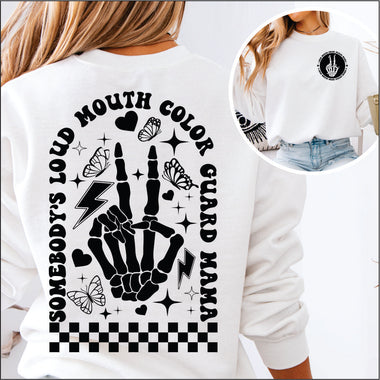 Color Guard Mom Skeleton Black 2 parts DTF Transfer