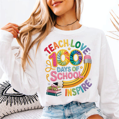 Faux yarn Teach Love Inspire 100 Days of School