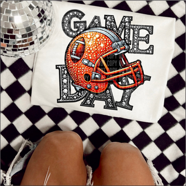 Game Day Rhinestone Orange DTF Transfer