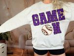 Purple Game On Faux Chenille DTF Transfer