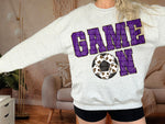 Purple Game On Faux Chenille DTF Transfer