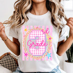 Gingham Grades with numbers DTF Transfer