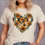 Heart Cow Print and Sunflowers DTF Transfer