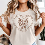 Jesus Loves You brown DTF Transfer